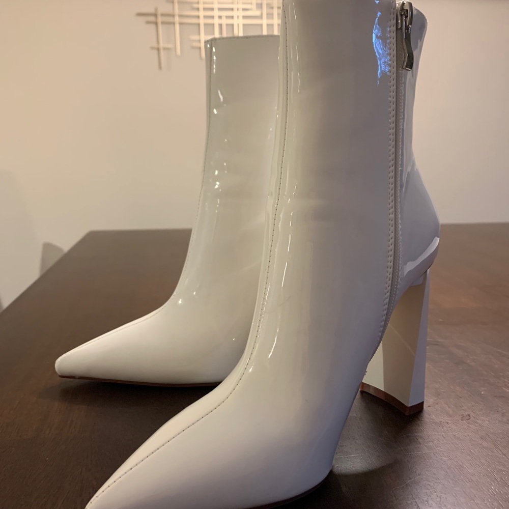 Lulus white leather heeled boots